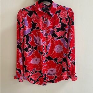 Who What Where XS Colorful Floral Polyester Blouse